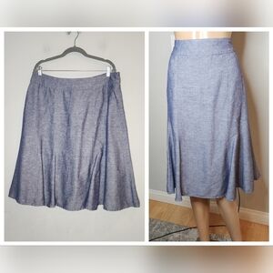 Coldwater Creek Linen Rayon Blue Skirt. Women's size Large.